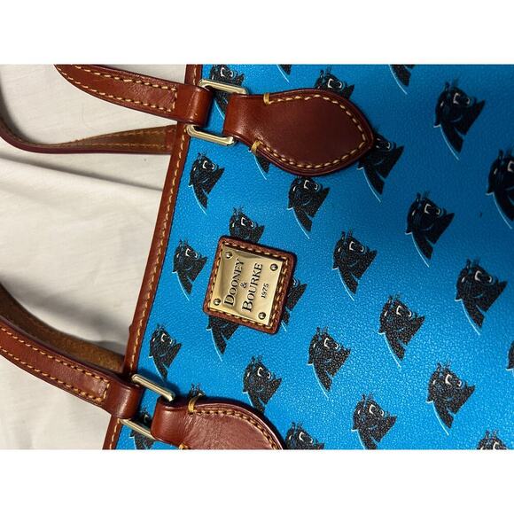 Dooney & Bourke Carolina Panther Blue Brown Leather Shoulder Tote Bag GS - Picture 6 of 10